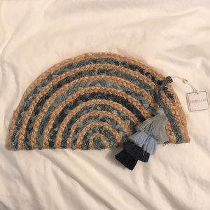 Shiraleah Vaughn Denim and straw clutch
